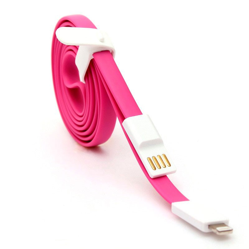 Кабель Auzer Flat USB to Lightning 8-pin Pink